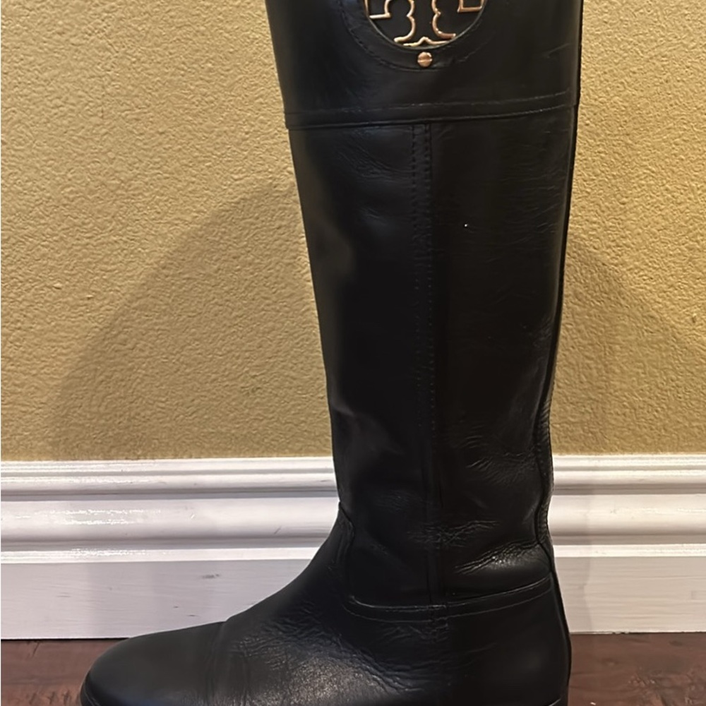 Tory Burch Black Knee-High Leather Boots